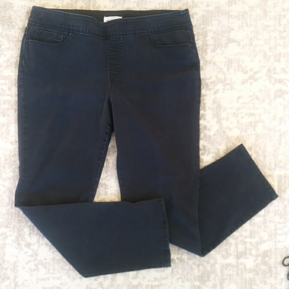Liz Claiborne Classic Wide Waistband Pants L Navy Blue